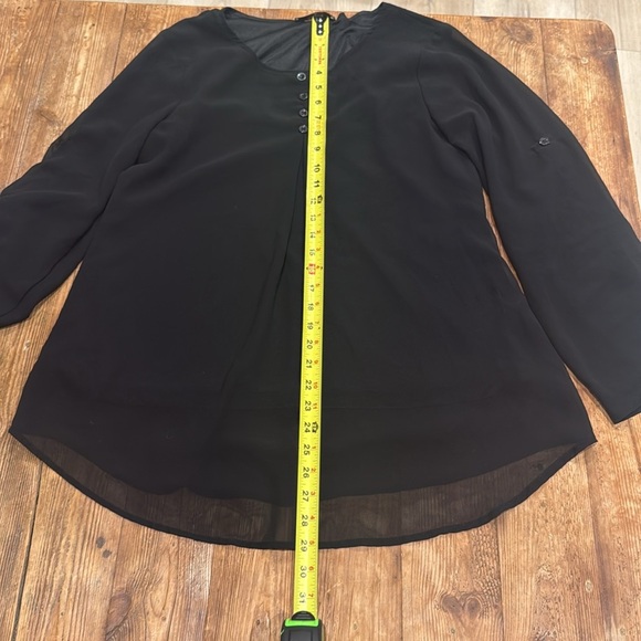 Cestyle Layered Black Holiday Blouse Sheer Sleeves Fold Up Garter. EUC Women’s M - Picture 7 of 9